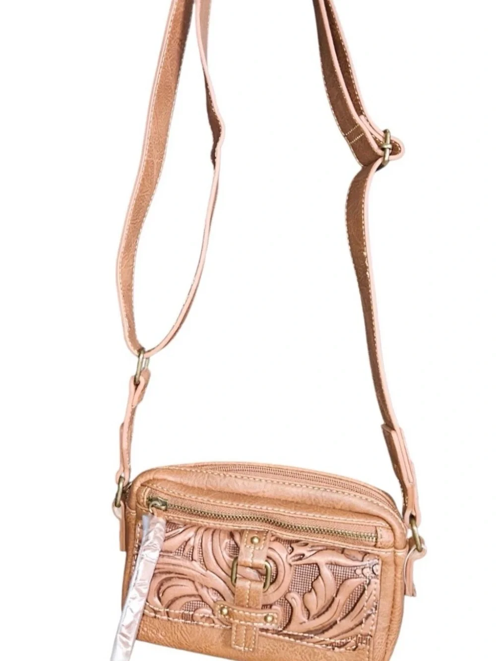 b.o.c. Embossed Tan Western Crossbody Bag